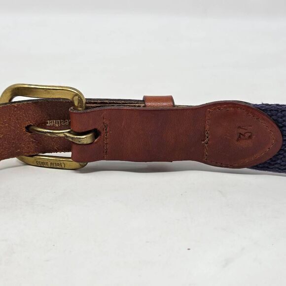 LEATHER MAN LTD. BROWN BELT NAUTICAL FLAGS BRASS BUCKLE HAND MADE SIZE 34 - Picture 4 of 6